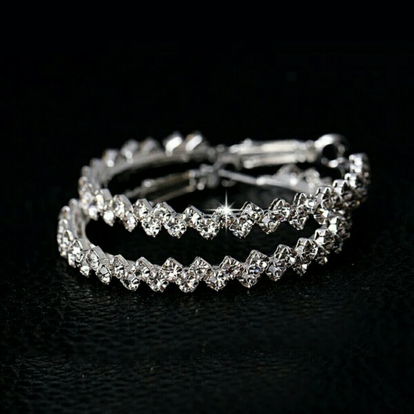 Zig Zag Clear CZ Hoop Earrings - Picture 4 of 4